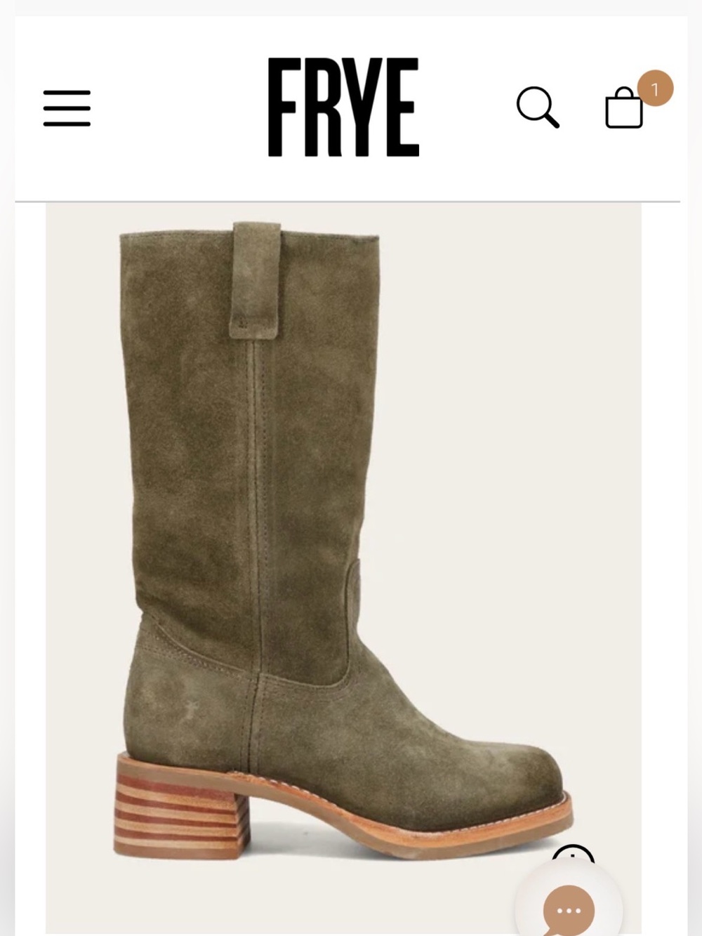 FRYE Campus 12R Olive Green Suede size 10 - New in original packaging